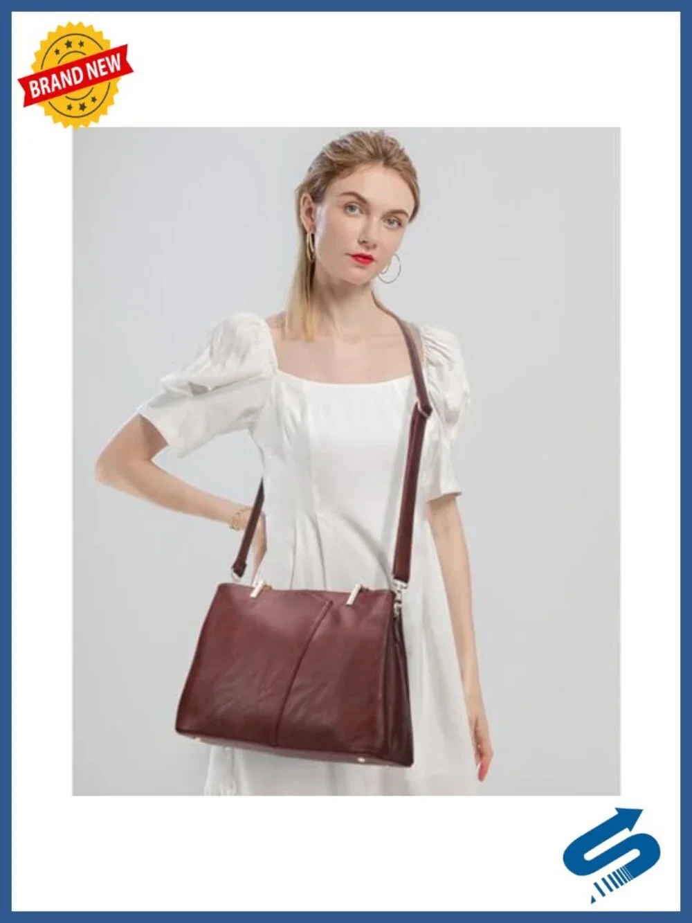 Vegan Leather Hobo Bag with Top Zipper, Detachable Strap, 3 Pockets